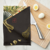 Linge De Cuisine Ventilateur oriental criblé au design floral (Quart Plié)