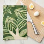 Linge De Cuisine verdure abstraite botanique palmier tropical feuil (Quart Plié)