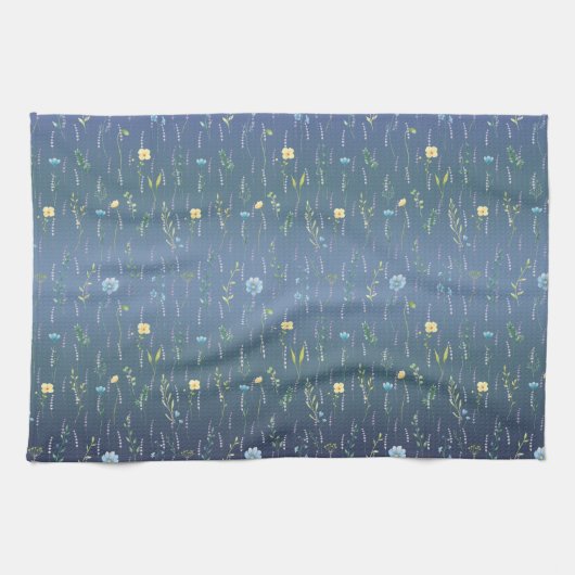 Linge De Cuisine Verdure Aquarelle Rustique Fleur fleurie botanique (Horizontal)