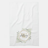 Linge De Cuisine Verdure Or Monogramme Chic Script (Vertical)