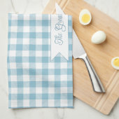 Linge De Cuisine Vérification de buffle bleu décoratif (Quart Plié)