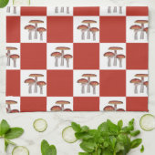 Linge De Cuisine Vérification rouge avec champignon (Plié)