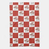 Linge De Cuisine Vérification rouge avec champignon (Vertical)