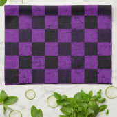 Linge De Cuisine Vérifications rustiques, violet et noir (Plié)