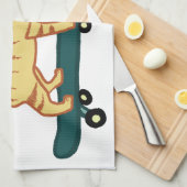 Linge De Cuisine Vérifier Meowt Punny Skateboard Tabby Cat (Quart Plié)