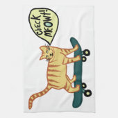 Linge De Cuisine Vérifier Meowt Punny Skateboard Tabby Cat (Vertical)