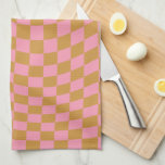 Linge De Cuisine Vérifier Pink Mustard À damiers Motif Checkerboard<br><div class="desc">à damiers Motif - tableau de bord rose et moutarde tordu / ondulé / déformé.</div>