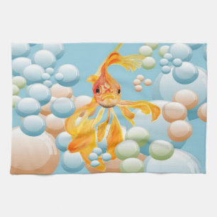Linge De Cuisine Vermillion Oiseaux Dans L'Eau Bubble Pastel