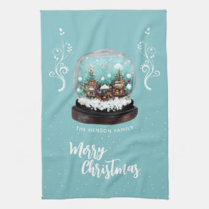 Linge De Cuisine Verre Snowball Village d'hiver Foliing Noël