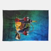 Linge De Cuisine Verres de vin, bouteille, raisin, fromage, chocola (Horizontal)