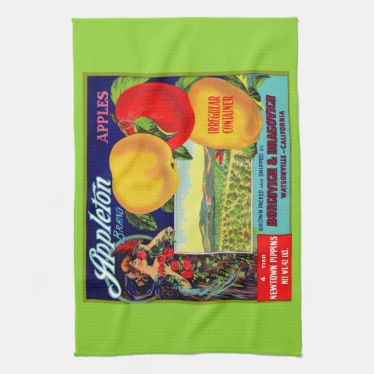 Linge De Cuisine vers 1900 Appleton Apples crate étiquette print (Vertical)