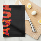 Linge De Cuisine Verseau - Orange Jaune Bleu Feu (Quart Plié)