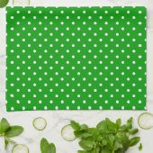 Linge De Cuisine Vert avec Pois blancs (Plié)