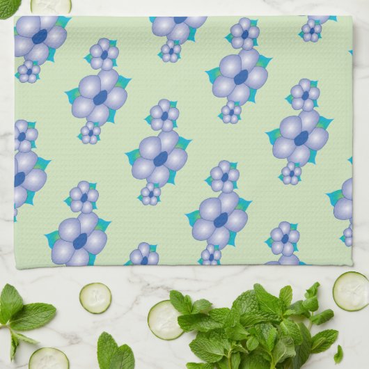 Linge De Cuisine Vert clair et bleu (Plié)