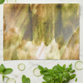 Linge De Cuisine vert d'art, arrière - plan brun de peinture de (Plié)