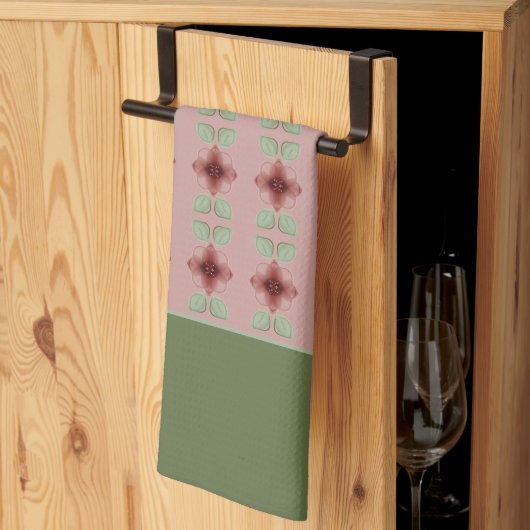 Linge De Cuisine Vert et rose (Pliage en tiers)