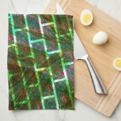 Linge De Cuisine Vert et taché, rayures et effet de mur (Quart Plié)