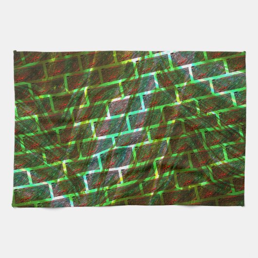 Linge De Cuisine Vert et taché, rayures et effet de mur (Horizontal)