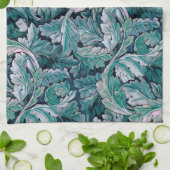Linge De Cuisine Vert et Turquoise Feuilles Morris (Plié)