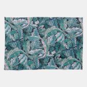 Linge De Cuisine Vert et Turquoise Feuilles Morris (Horizontal)