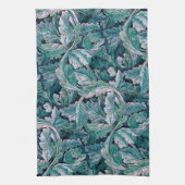 Linge De Cuisine Vert et Turquoise Feuilles Morris (Vertical)