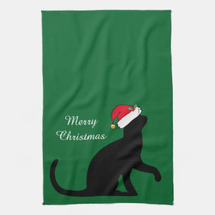 Linge De Cuisine Vert fait sur commande de Père Noël de chat de