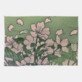 Linge De Cuisine Vert Fleur Rose (Horizontal)