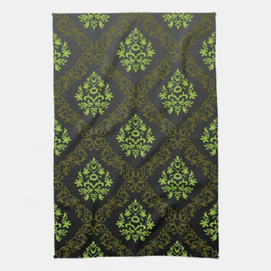 Linge De Cuisine Vert floral de papier peint (Vertical)
