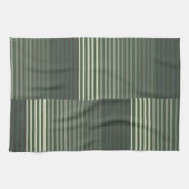 Linge De Cuisine Vert, Gris, Noir, Crème Rayures (Horizontal)