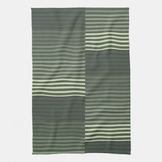 Linge De Cuisine Vert, Gris, Noir, Crème Rayures (Vertical)