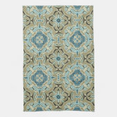 Linge De Cuisine Vert gris Turquoise bleu ocre Hip Bohême Bali Art (Vertical)