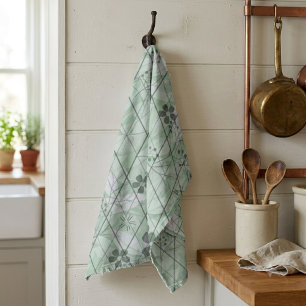 Linge De Cuisine Vert Menthe Diamant de Jardin Inspiré des Vintage
