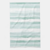 Linge De Cuisine Vert Menthe Mousse de Mer Rayures Blanches de Plag (Vertical)