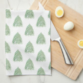 Linge De Cuisine Vert Noël Arbre Motif Aquarelle vacances (Quart Plié)