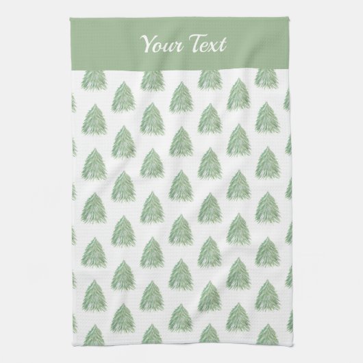 Linge De Cuisine Vert Noël Arbre Motif Aquarelle vacances (Vertical)