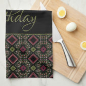 Linge De Cuisine Vert Noir Et Olive (Quart Plié)