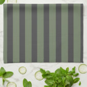 Linge De Cuisine Vert olive tick rayé moderne (Plié)