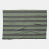 Linge De Cuisine Vert olive tick rayé moderne (Horizontal)