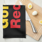 Linge De Cuisine Vert, Or & Rouge. (Quart Plié)