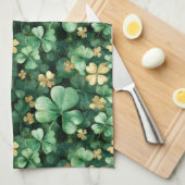 Linge De Cuisine Vert Or Shamrock Fête de la Saint-Patrick (Quart Plié)