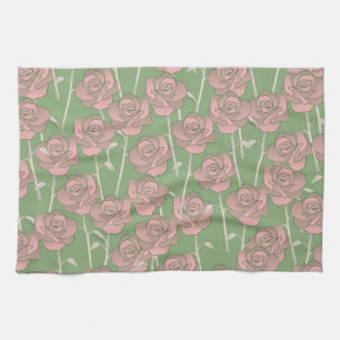 Linge De Cuisine Vert rose Tropical Botanique Printemps été