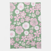 Linge De Cuisine Vert rose Tropical Floral Botanique Printemps Été (Vertical)