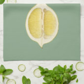 Linge De Cuisine Vert sauge & Écriture Lemon Cooking Nom personnali (Plié)