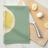 Linge De Cuisine Vert sauge & Écriture Lemon Cooking Nom personnali (Quart Plié)