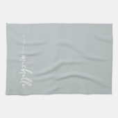 Linge De Cuisine Vert sauge Monogramme Nom Calligraphie Script Or (Horizontal)