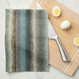 Linge De Cuisine Vert sauge turquoise Gris Taupe Rayures Fermières