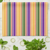 LINGE DE CUISINE VERT STRIPÉ ROUGE PURPLE JAUNE (Plié)