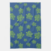 Linge De Cuisine Vert tortue sur bleu (Vertical)