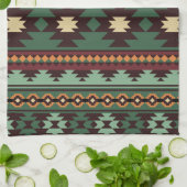 Linge De Cuisine Vert tribal du sud-ouest (Plié)