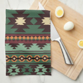 Linge De Cuisine Vert tribal du sud-ouest (Quart Plié)